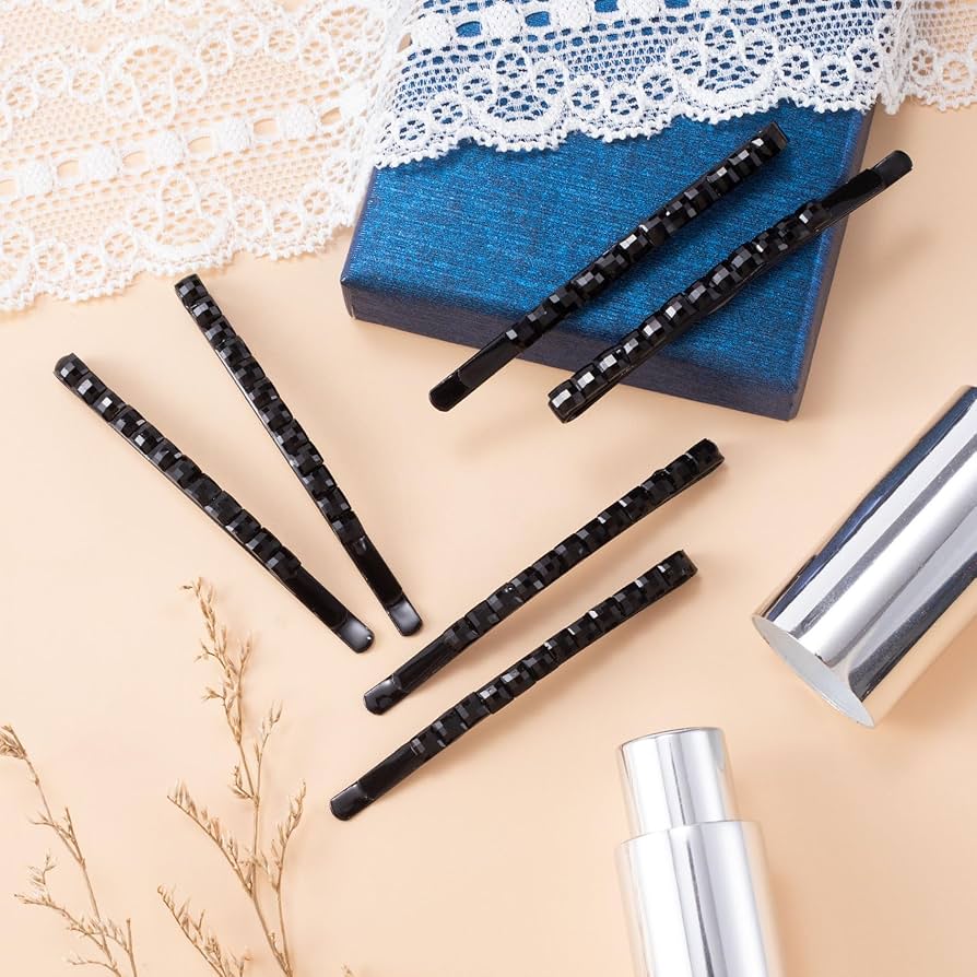 Gem Crystal Bobby Pin　ジェット　ブラック Amazon.com : Isslly 12 Pcs Black Rhinestone Bobby Pins